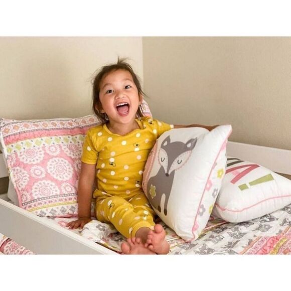 Lush Decor - 5pc Full/Queen Fox Ruffle Striped Reversible Kids' Pink/Gray - Picture 4 of 7